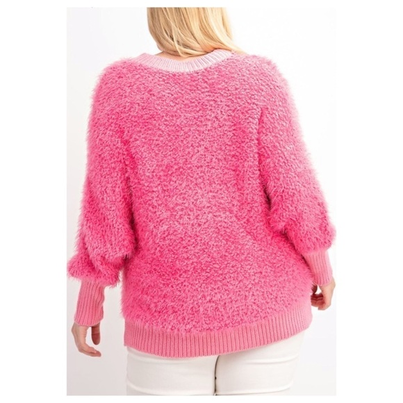 Plus Size Dolman Soft Hairy Popcorn Sweater - Picture 3 of 6